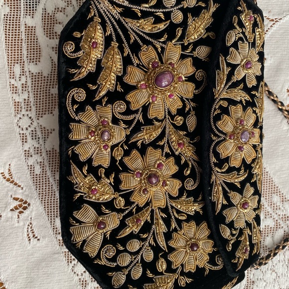 Vintage bejeweled double sided evening clutch black sparkle - Picture 8 of 9